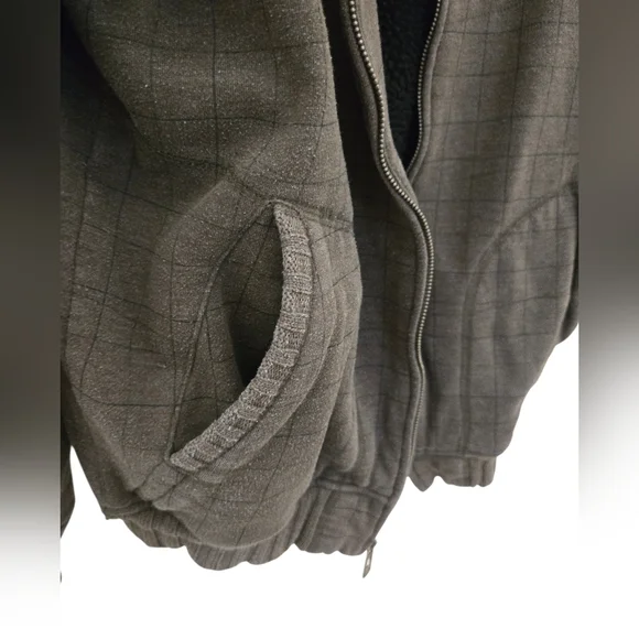 VINTAGE Billabong Hoodie Shirt Men L Green Full Zip Sherpa Lined Embroidered Log - Picture 3 of 6